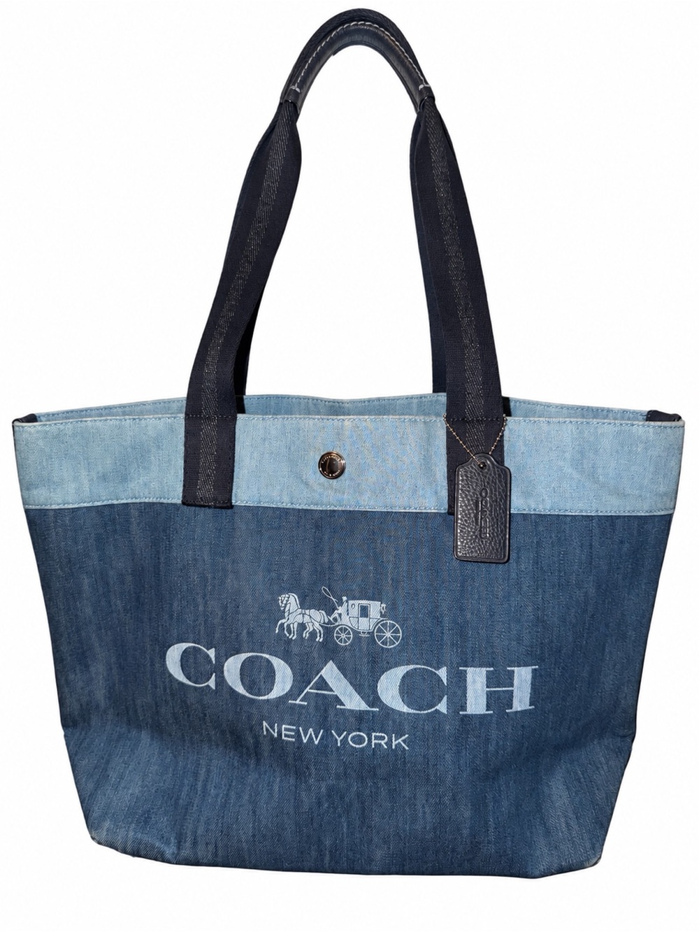 Coach Denim Two-Tone Tote - Light Blue & Dark Blue